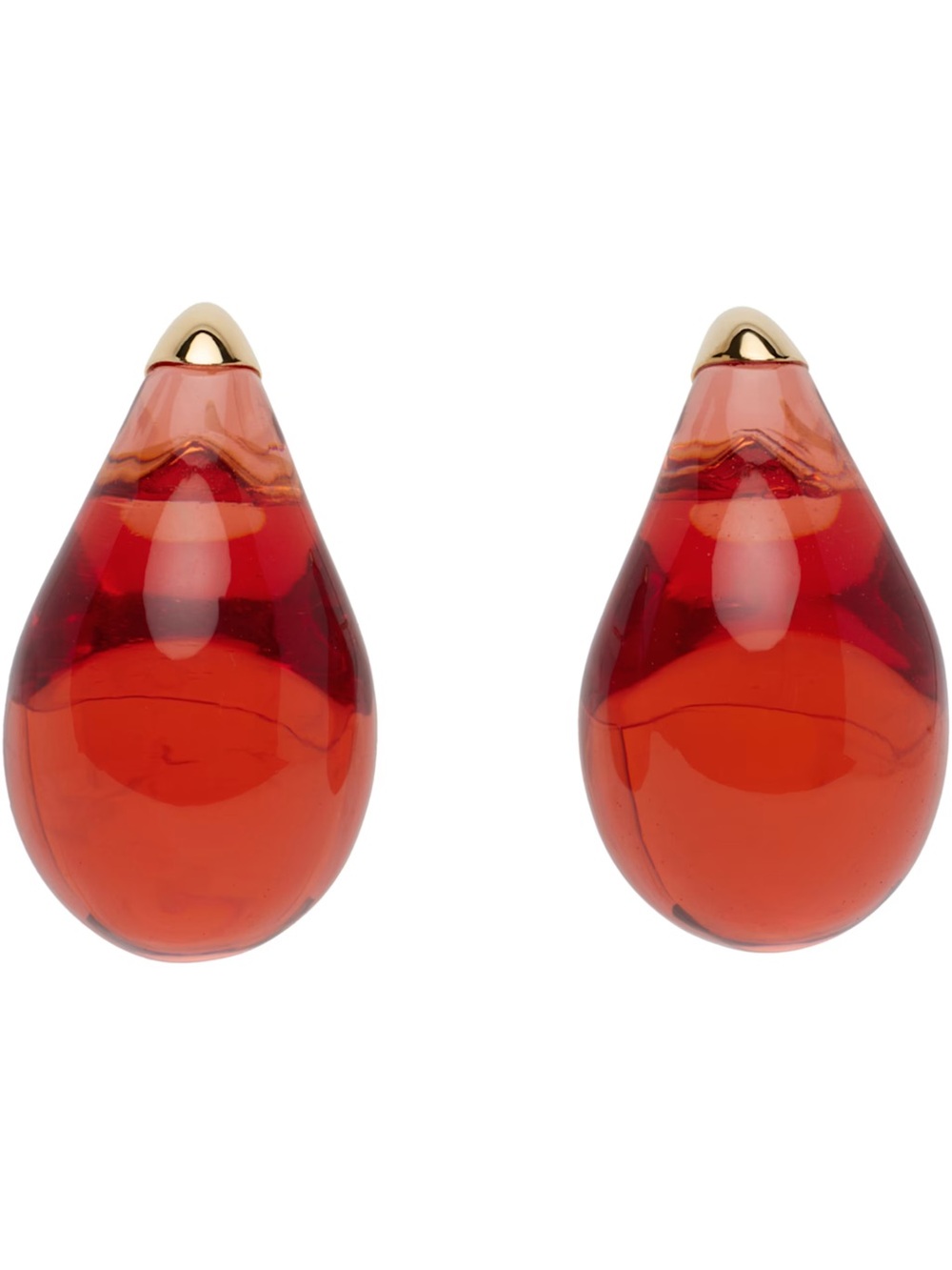 Bottega Veneta Hibiscus Red Small Drop Earrings 18K Gold Plated 925 Silver 🌺 - Picture 4 of 7